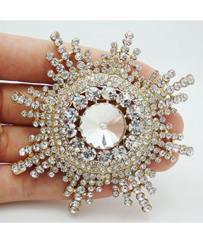 TTjewelry Elegant Snowflake Flower Clear Rhinestone Crystal Brooch Pin Bride Bridesmaid Wedding Jewelry White Gold-tone $10.5...