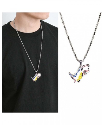 Dinosaur Pendant Necklace for Men Stainless Steel Pixel Dinosaur Necklace Cool Hiphop Jewelry for Women Dinosaur-B $8.84 Neck...