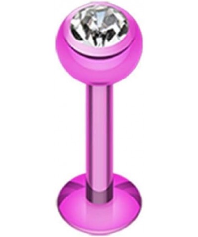 Blackline PVD Gem Ball Steel Labret 14 GA, Length: 10mm, Ball: 5mm, Purple/Clear $9.85 Body Jewelry