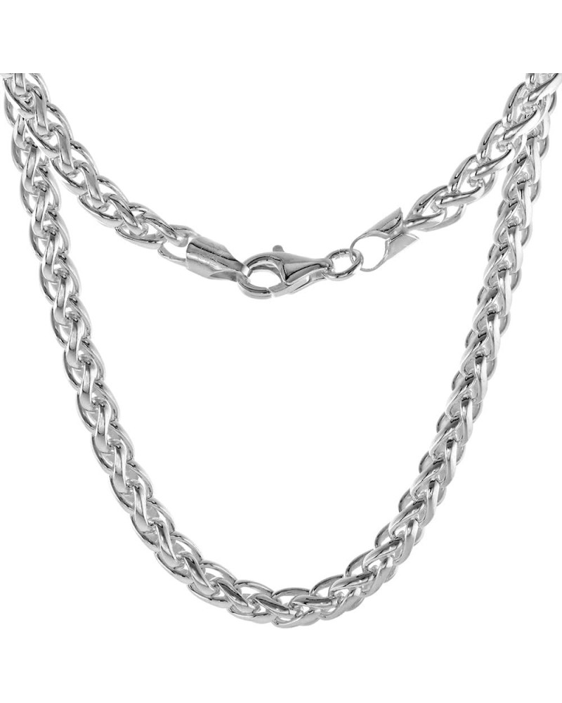 Sterling Silver 5mm Spiga Wheat Chain Necklaces & Bracelets for Men & Women Half Round Wire Nickel Free Italy $69.18 Necklaces