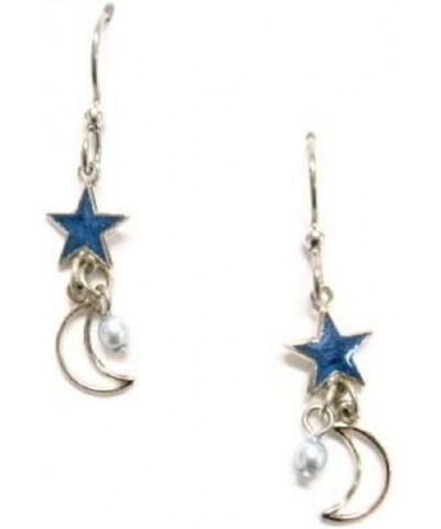 of Vermont Blue Enamel Stars Silver Moon Dangle Earrings $15.16 Earrings