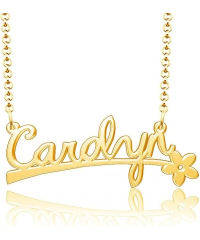 24k Gold Plated Flower Personalized Nameplate Custom Name Necklace Carolyn $12.65 Necklaces