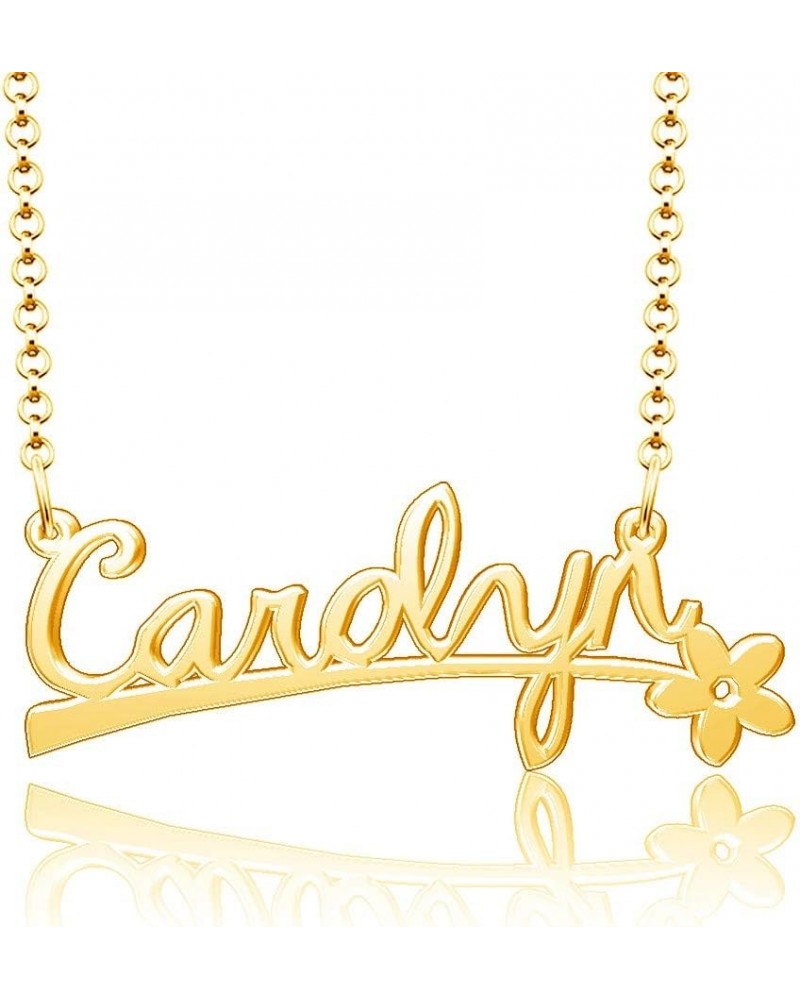 24k Gold Plated Flower Personalized Nameplate Custom Name Necklace Carolyn $12.65 Necklaces