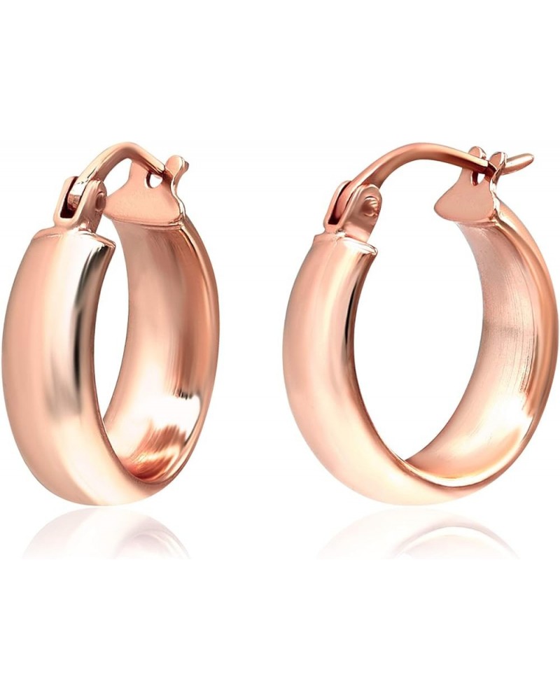 Rose Gold Flash Plated Sterling Silver Wide Hoop Earrings with Click-Top Tube Size 1.5mm 15.0 Millimeters $22.05 Earrings