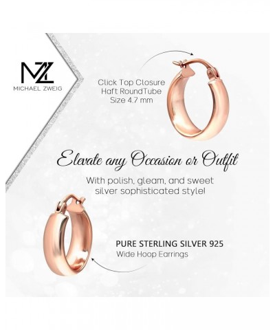 Rose Gold Flash Plated Sterling Silver Wide Hoop Earrings with Click-Top Tube Size 1.5mm 15.0 Millimeters $22.05 Earrings