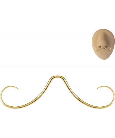 14G/16G Mustache Septum Ring, 316L Surgical Steel Septum Mustache Nose Ring Piercing Jewelry, Septum Piercing Hanger Gold,16 ...