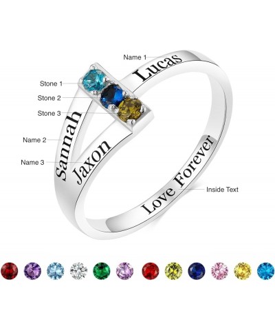 10K 14K 18K Solid Gold Birthstone Rings for Women Personalized Mothers Rings 2-6 Birthstones Engagement Anniversary Promise R...