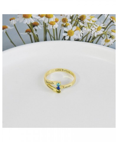 10K 14K 18K Solid Gold Birthstone Rings for Women Personalized Mothers Rings 2-6 Birthstones Engagement Anniversary Promise R...