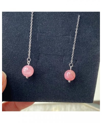 Green Bead Dangle Drop Earrings for Women Handmade Healing Earrings Pink long chain $5.93 Earrings