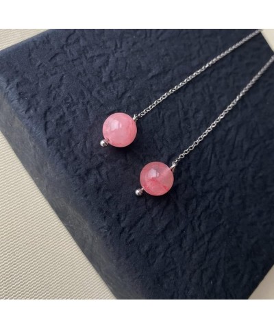 Green Bead Dangle Drop Earrings for Women Handmade Healing Earrings Pink long chain $5.93 Earrings