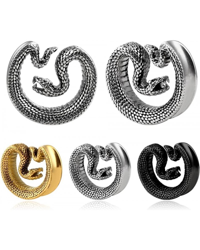 8mm-25mm (0g-1") Snake Saddle Plugs Ear Gauges Tunnels Hypoallergenic 316 Stainless Steel Earrings Plugs Piercing For Ears Ex...