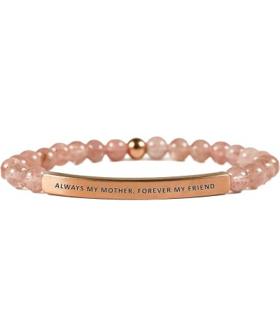 Love Collection Unisex Stretchable Bracelets (ALWAYS MY MOTHER FOREVER MY FRIEND) Pink Quartz $12.58 Bracelets