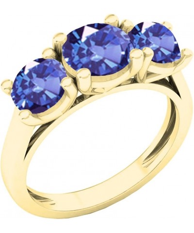 18K 6.5 MM Center & 5.5 MM Side Round Gemstone Ladies Bridal 3 Stone Engagement Ring, Yellow Gold Tanzanite $276.16 Rings