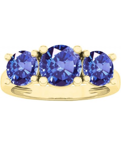 18K 6.5 MM Center & 5.5 MM Side Round Gemstone Ladies Bridal 3 Stone Engagement Ring, Yellow Gold Tanzanite $276.16 Rings