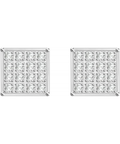 1/10 cttw Round Diamond Square Cluster Unisex Yuva Stud Earrings In 10kt Gold White Gold $34.44 Earrings