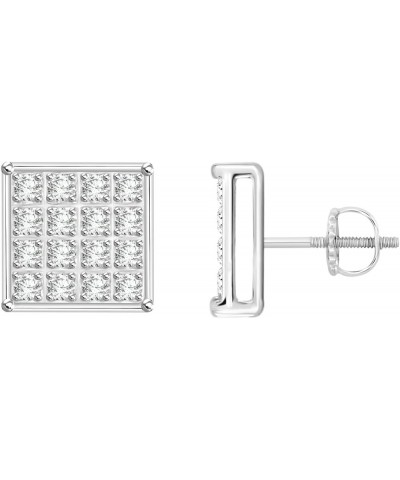 1/10 cttw Round Diamond Square Cluster Unisex Yuva Stud Earrings In 10kt Gold White Gold $34.44 Earrings