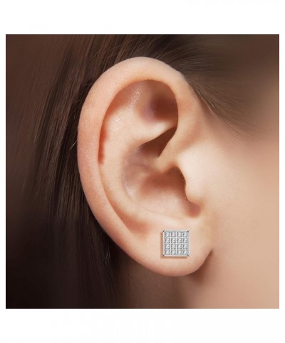 1/10 cttw Round Diamond Square Cluster Unisex Yuva Stud Earrings In 10kt Gold White Gold $34.44 Earrings