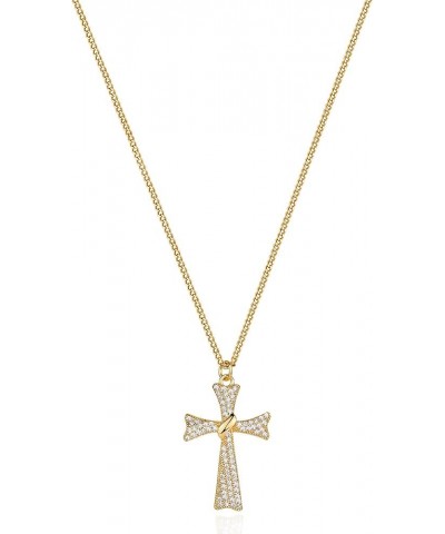 14K Gold Plated Cross Pendant Necklace for Women Delicate Necklace Jewelry Gifts diagonal cz cross $8.84 Necklaces