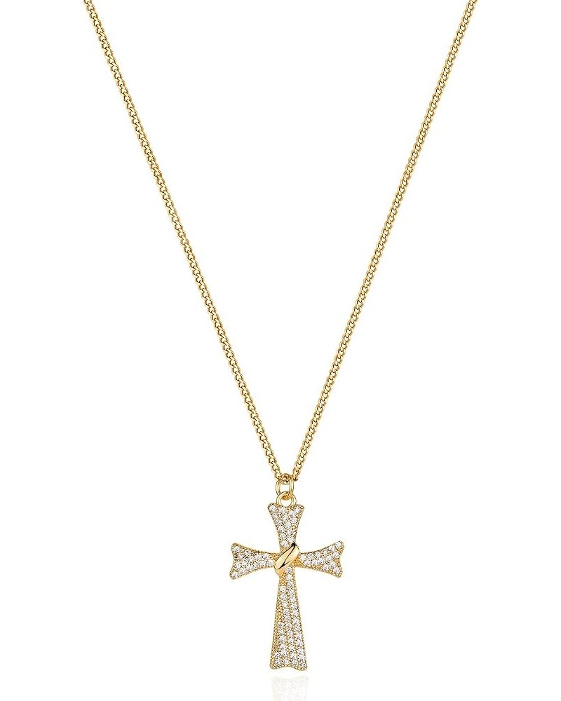 14K Gold Plated Cross Pendant Necklace for Women Delicate Necklace Jewelry Gifts diagonal cz cross $8.84 Necklaces