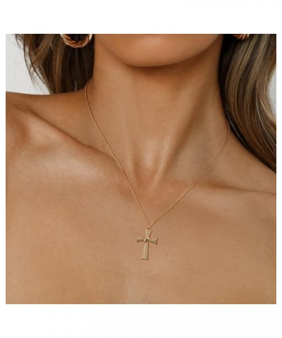 14K Gold Plated Cross Pendant Necklace for Women Delicate Necklace Jewelry Gifts diagonal cz cross $8.84 Necklaces