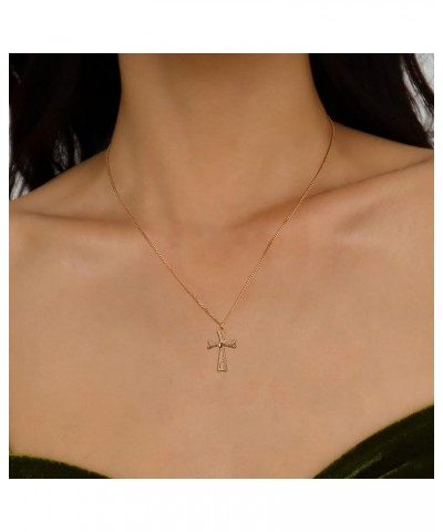 14K Gold Plated Cross Pendant Necklace for Women Delicate Necklace Jewelry Gifts diagonal cz cross $8.84 Necklaces