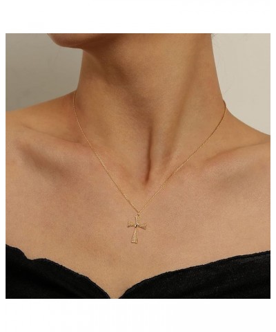 14K Gold Plated Cross Pendant Necklace for Women Delicate Necklace Jewelry Gifts diagonal cz cross $8.84 Necklaces