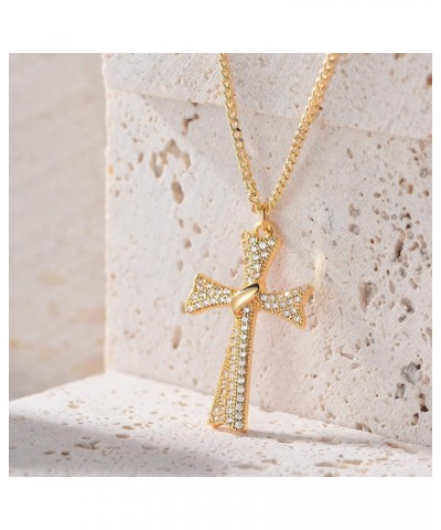 14K Gold Plated Cross Pendant Necklace for Women Delicate Necklace Jewelry Gifts diagonal cz cross $8.84 Necklaces