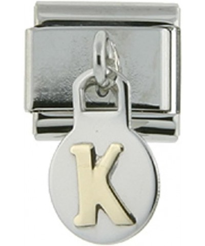 Stainless Steel 18k Gold Hanging Italian Charm Initial Letters A To Z for Italian Charm Bracelets Initial K $10.06 Bracelets