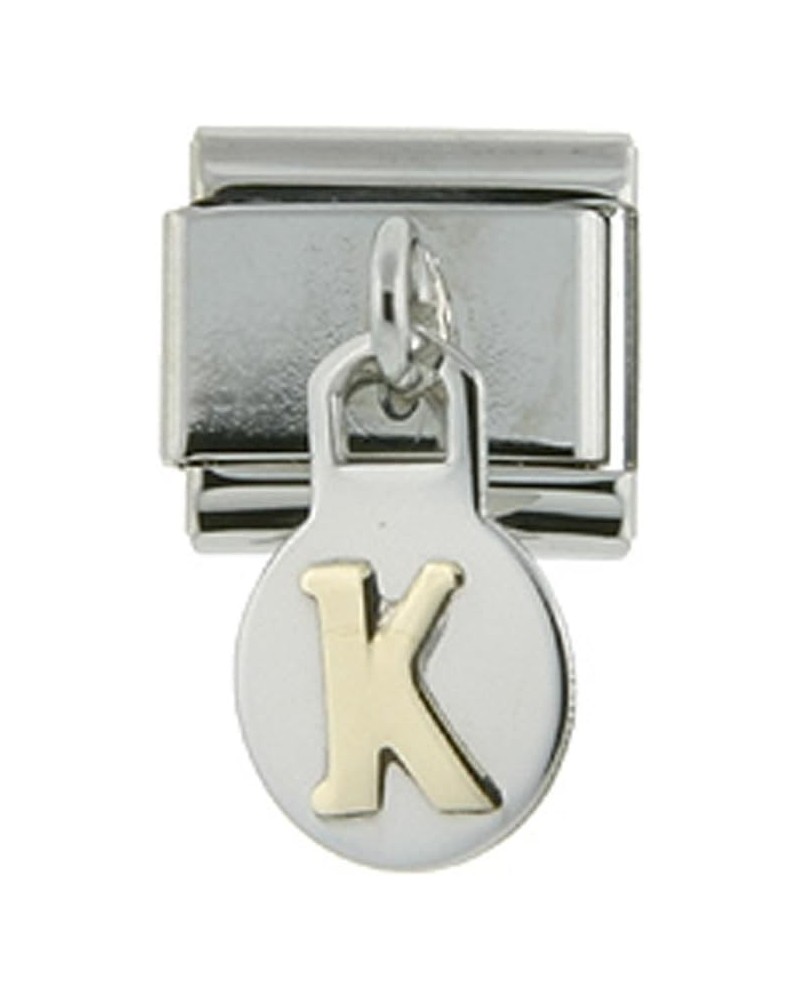 Stainless Steel 18k Gold Hanging Italian Charm Initial Letters A To Z for Italian Charm Bracelets Initial K $10.06 Bracelets