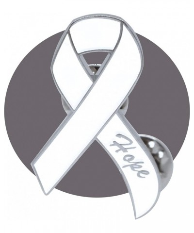 Enamel Awareness Ribbon Lapel Pin 1.4" with Double Clutch Pin Back for Tie, Hat, Back Pack White 1 Piece $6.00 Accessories