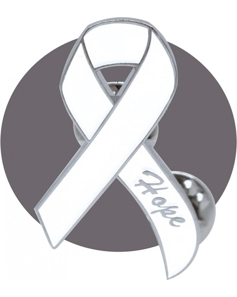 Enamel Awareness Ribbon Lapel Pin 1.4" with Double Clutch Pin Back for Tie, Hat, Back Pack White 1 Piece $6.00 Accessories