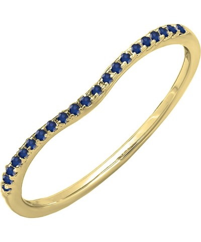 Round Gemstone Ladies Anniversary Wedding Stackable Band, Available In 10K/14K/18K Gold Blue Sapphire in 10K Yellow Gold $126...