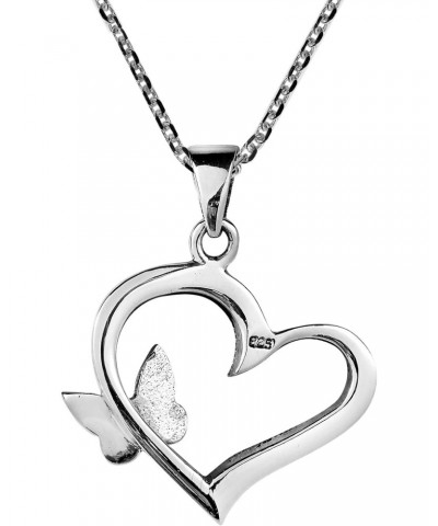 Butterfly Kiss Open Heart Marcasite Style Pyrite .925 Sterling Silver Pendant Necklace $13.14 Necklaces