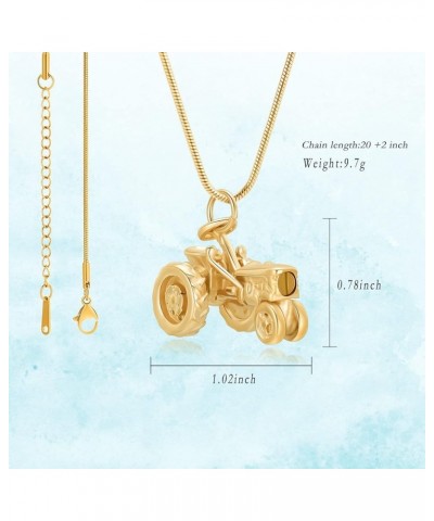 Tractors Cremation Jewelry for Ashes Lokcet Pendant Memorial Urn Necklaces for Ashes for Women Men Human Gold $10.56 Necklaces