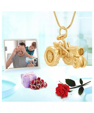 Tractors Cremation Jewelry for Ashes Lokcet Pendant Memorial Urn Necklaces for Ashes for Women Men Human Gold $10.56 Necklaces