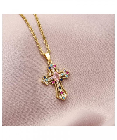 Gold Cross Necklace for Women - Handmade CZ Dainty Faith Pendant Necklace, 18K Plated Hypoallergenic Jewelry Gifts (Statement...