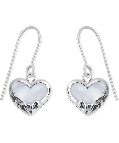 Jewelry Sterling Silver Heart Earrings White Mother of Pearl $19.20 Earrings