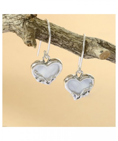 Jewelry Sterling Silver Heart Earrings White Mother of Pearl $19.20 Earrings