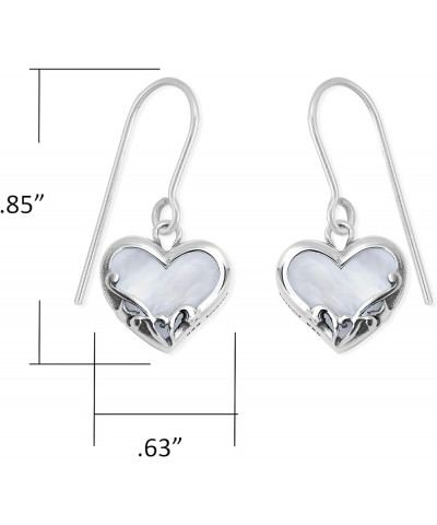 Jewelry Sterling Silver Heart Earrings White Mother of Pearl $19.20 Earrings