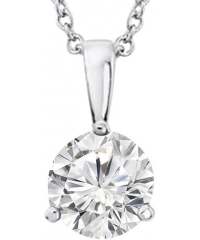 0.5 to 3 Carat Round Diamond 3 Prong Solitaire Pendant Necklace J Color I2 Clarity 2 Carat Platinum and White Gold $1.00 Neck...