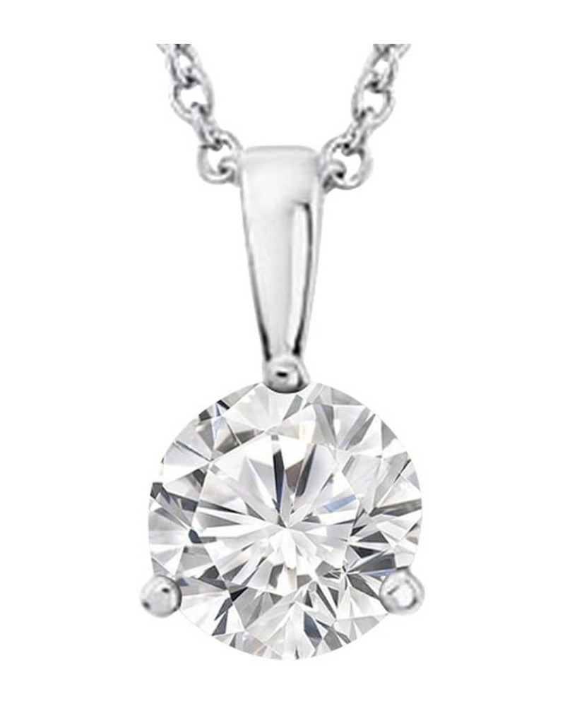 0.5 to 3 Carat Round Diamond 3 Prong Solitaire Pendant Necklace J Color I2 Clarity 2 Carat Platinum and White Gold $1.00 Neck...