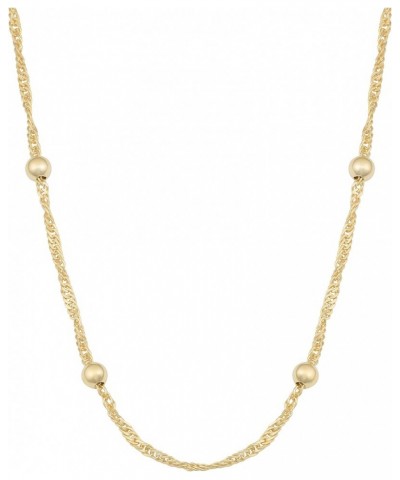 Yellow Gold Over Silver Bead Station Singapore Chain Necklace (16, 18, 20,24 or 30 inch) 30.0 Inches $17.27 Necklaces