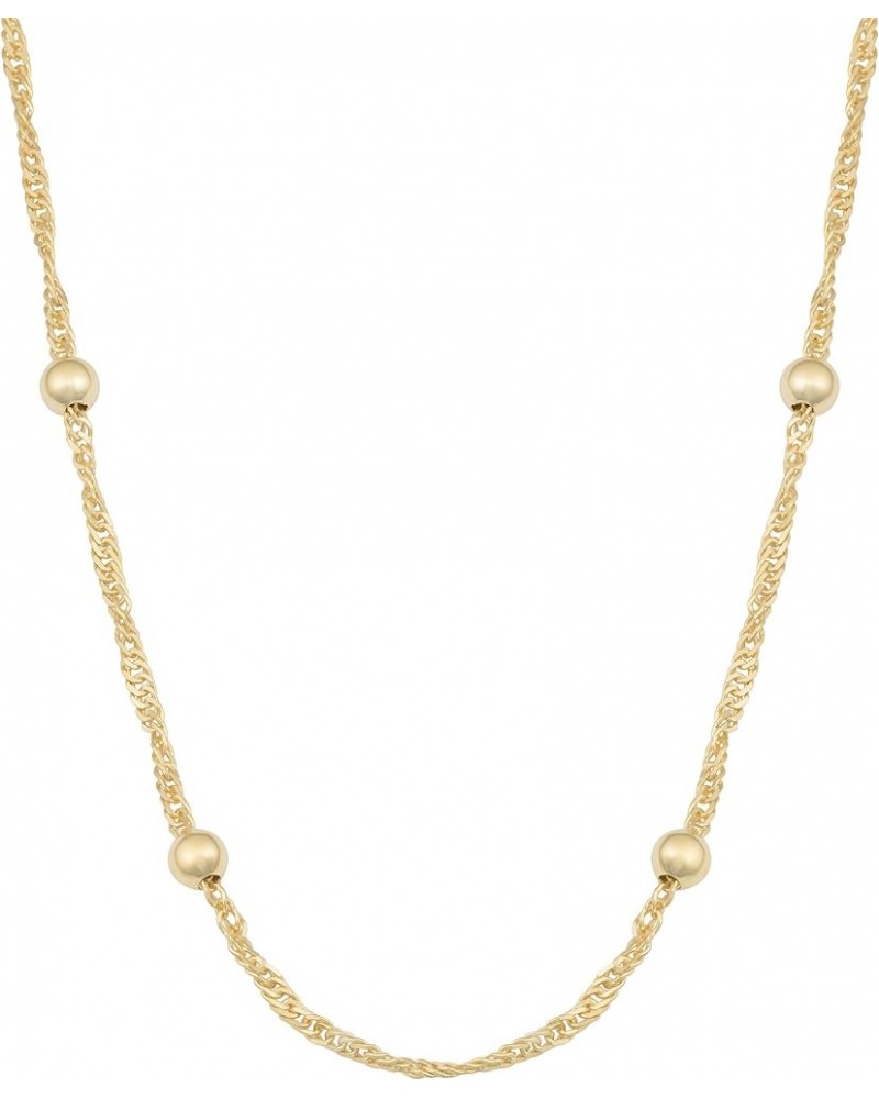 Yellow Gold Over Silver Bead Station Singapore Chain Necklace (16, 18, 20,24 or 30 inch) 30.0 Inches $17.27 Necklaces