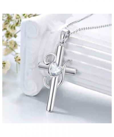 Initial Cross Necklace for Women Sterling Silver A-Z 26 Letter Alphabet Pendant Necklace Initial Jewelry Gifts for Women Girl...