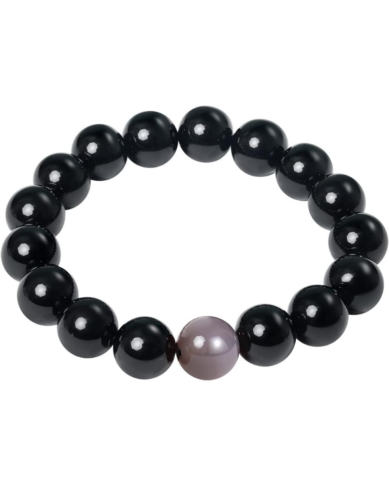 Stretch Black Obsidian/Agate Gems Protection Amulet Bracelets Good Luck Reiki Crystals and Stones Bracelet for Men and Women ...