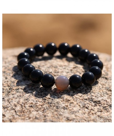 Stretch Black Obsidian/Agate Gems Protection Amulet Bracelets Good Luck Reiki Crystals and Stones Bracelet for Men and Women ...