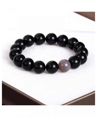 Stretch Black Obsidian/Agate Gems Protection Amulet Bracelets Good Luck Reiki Crystals and Stones Bracelet for Men and Women ...