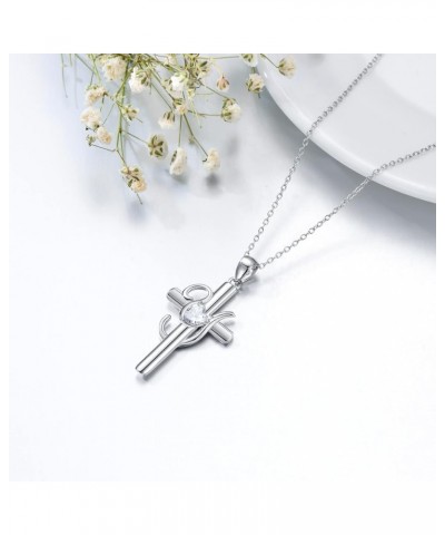 Initial Cross Necklace for Women Sterling Silver A-Z 26 Letter Alphabet Pendant Necklace Initial Jewelry Gifts for Women Girl...