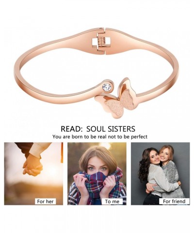 Women Bracelet Stainless Steel Butterfly Classic Bangle Titanium Steel Rose Gold $6.35 Bracelets