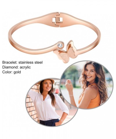 Women Bracelet Stainless Steel Butterfly Classic Bangle Titanium Steel Rose Gold $6.35 Bracelets